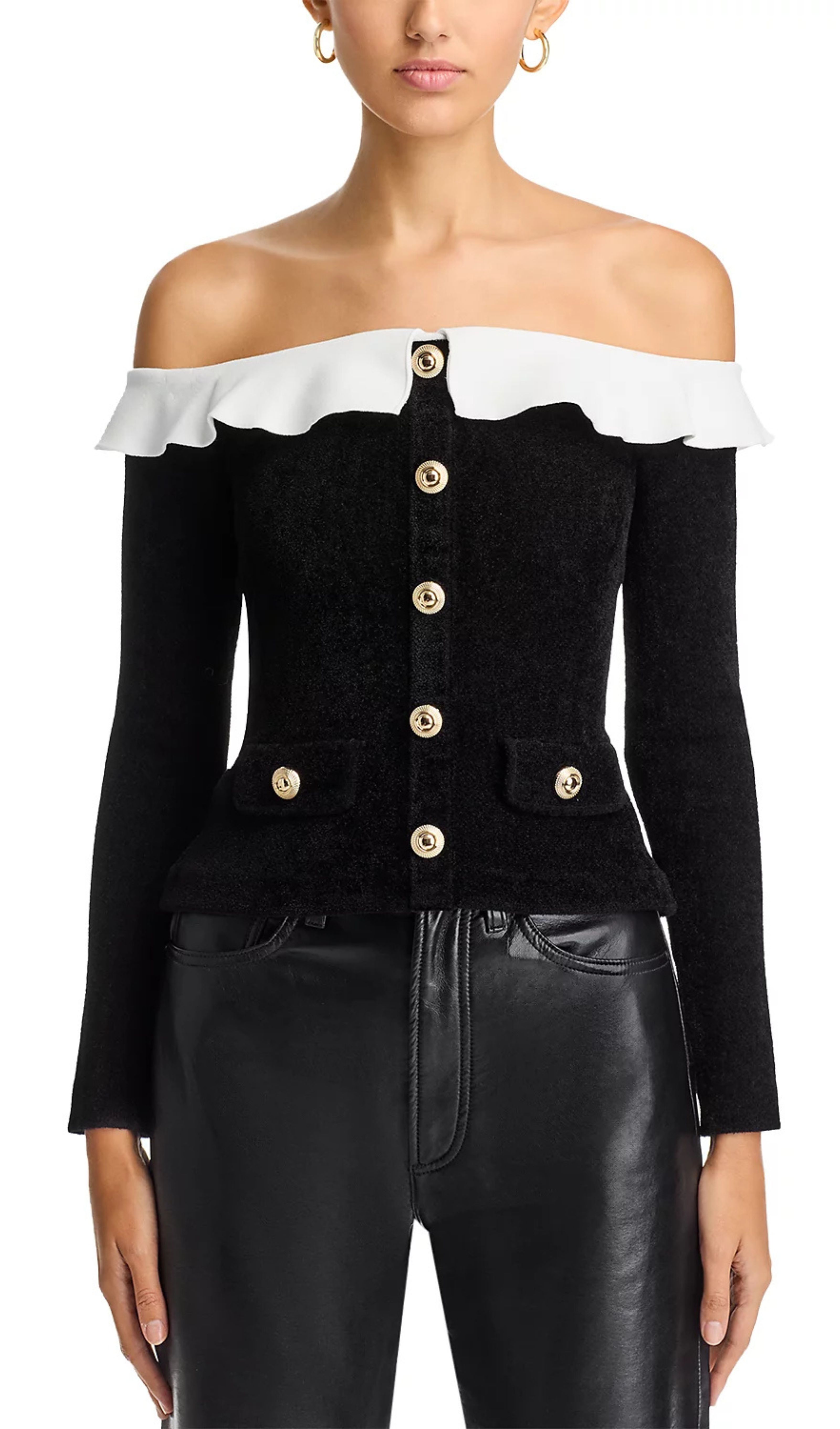 Chenille Knit Off-The-Shoulder Top