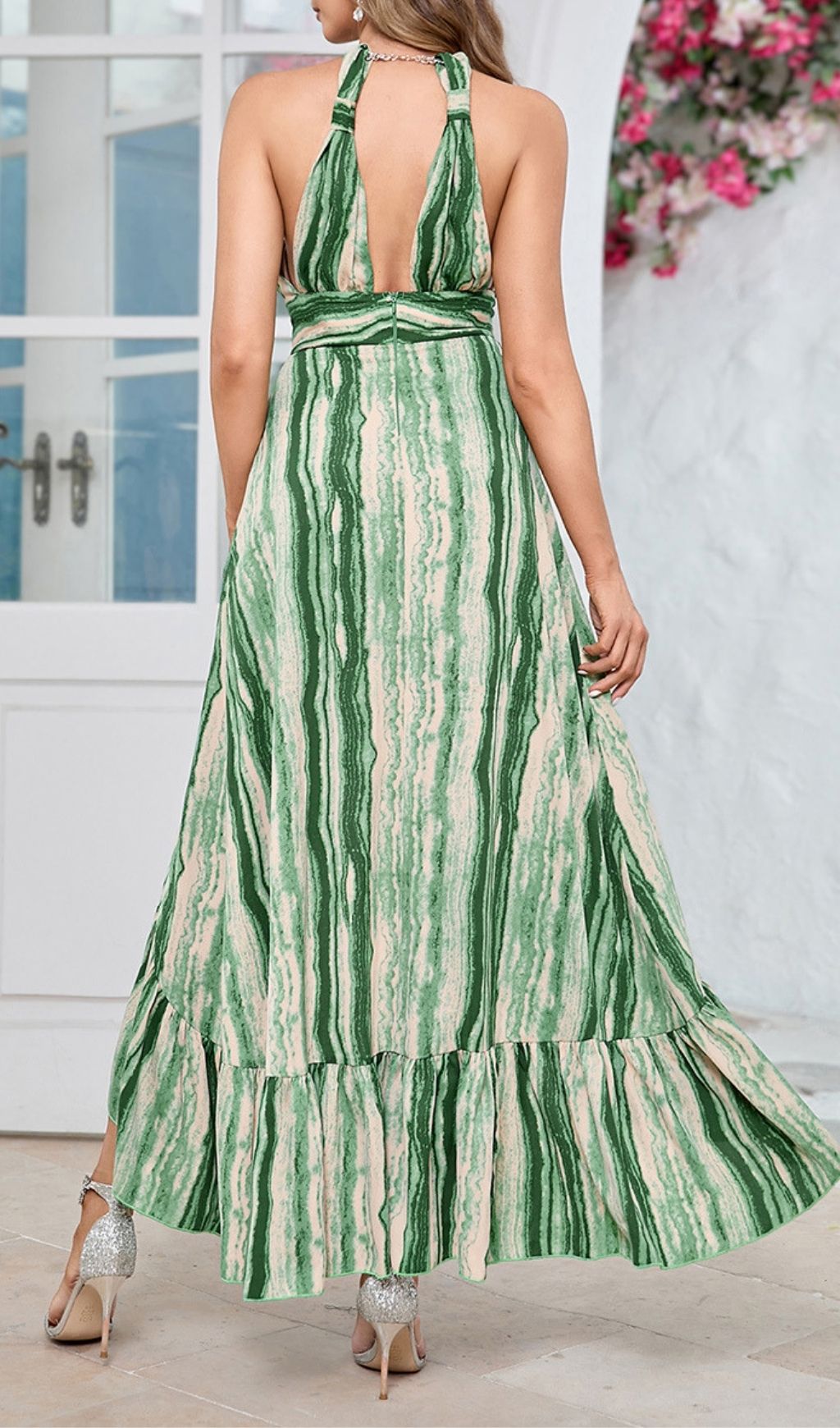 Estacia Green Printed Maxi Dress