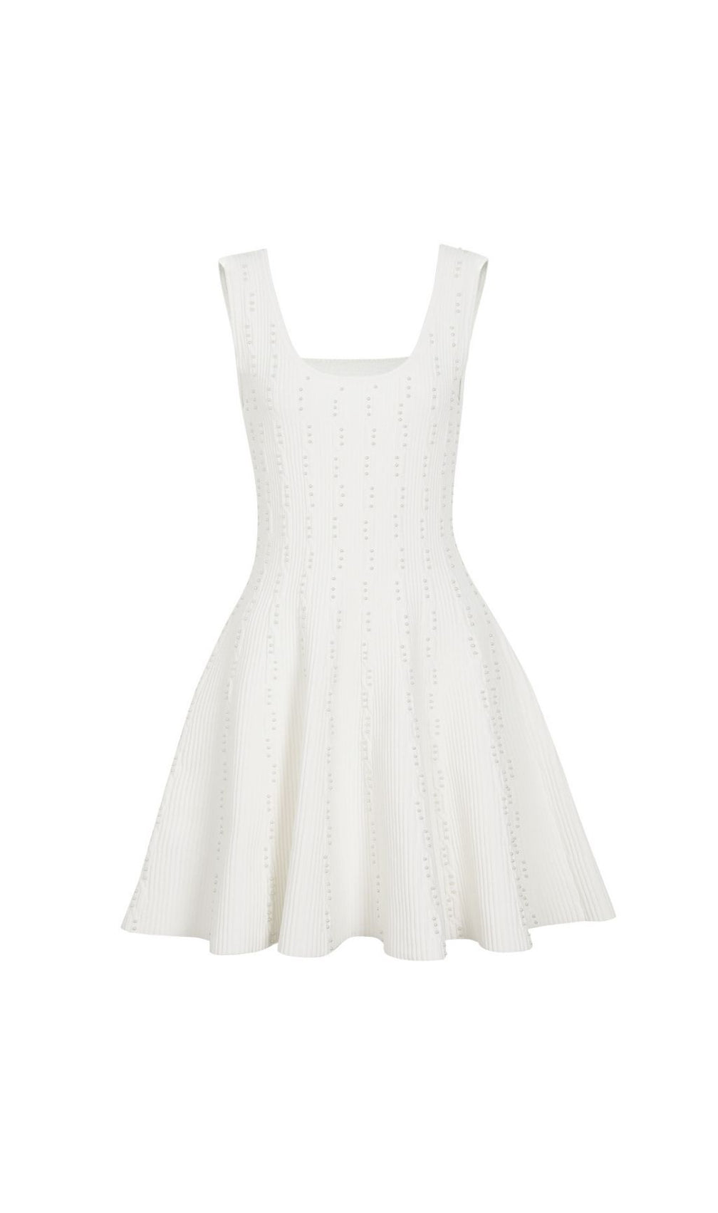 Kinneret White Sleeveless Beaded Knit Mini Dress