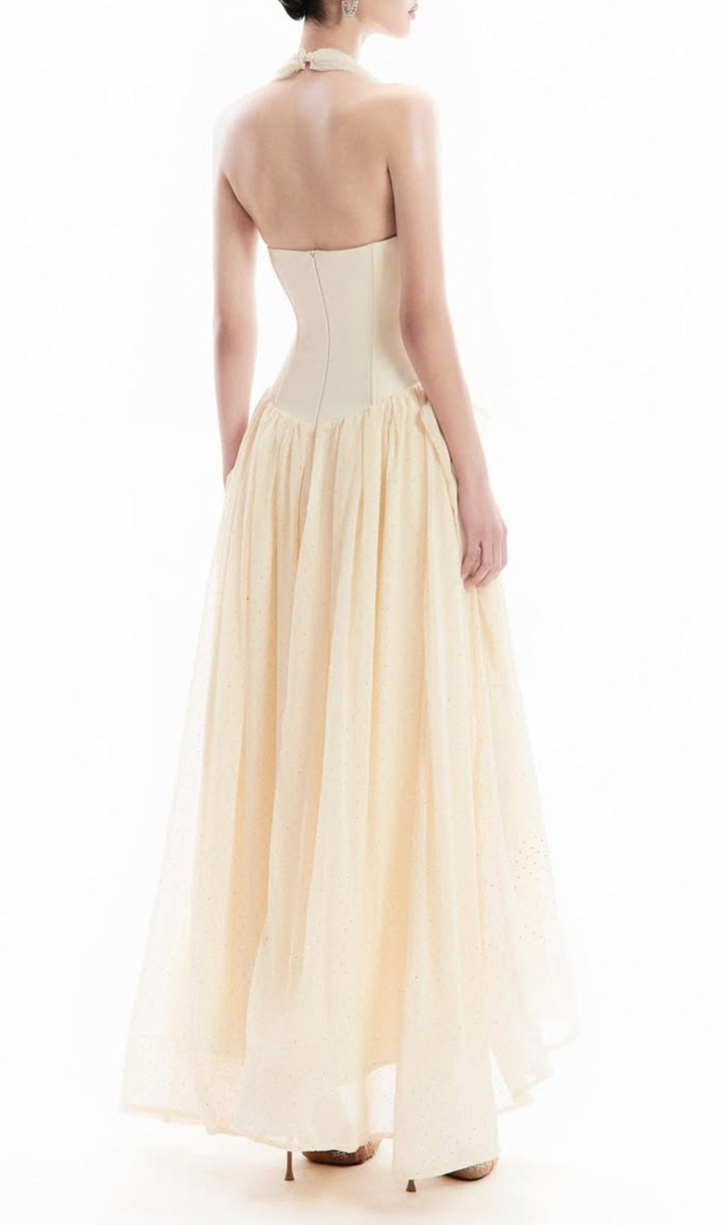 Davi Apricot Halter Corset Maxi Dress