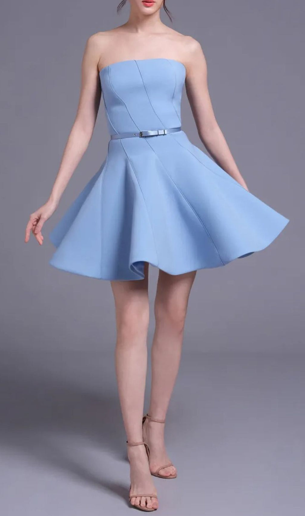 Jayeeta Azure Chic Strapless Mini Dress - Party Ready & Flattering