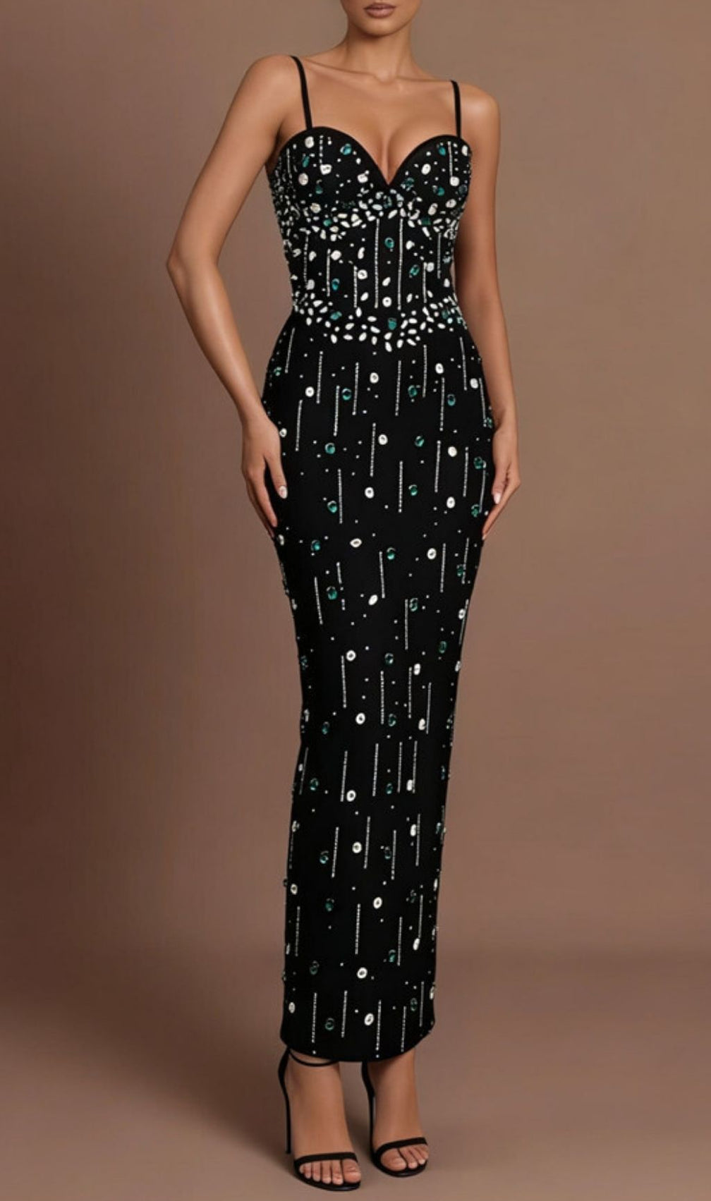Keyra Sparkling Diamante Bandage Maxi Dress | Elegant Evening Gown