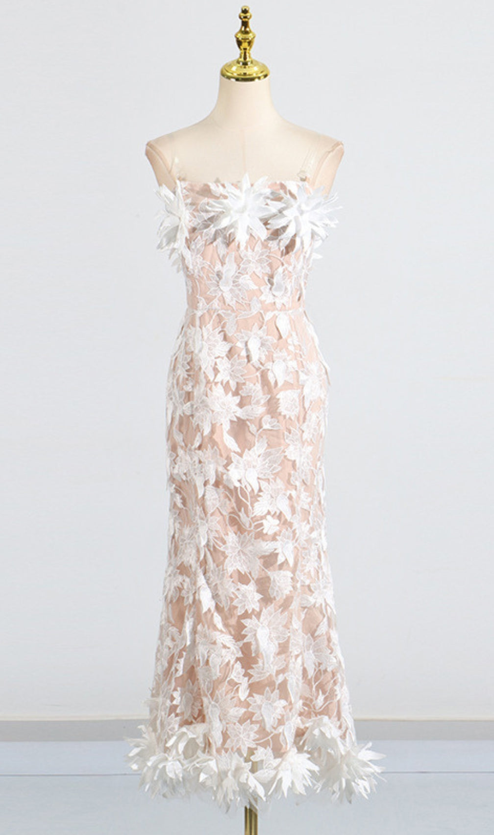 Derya Strapless Flower Midi Dress