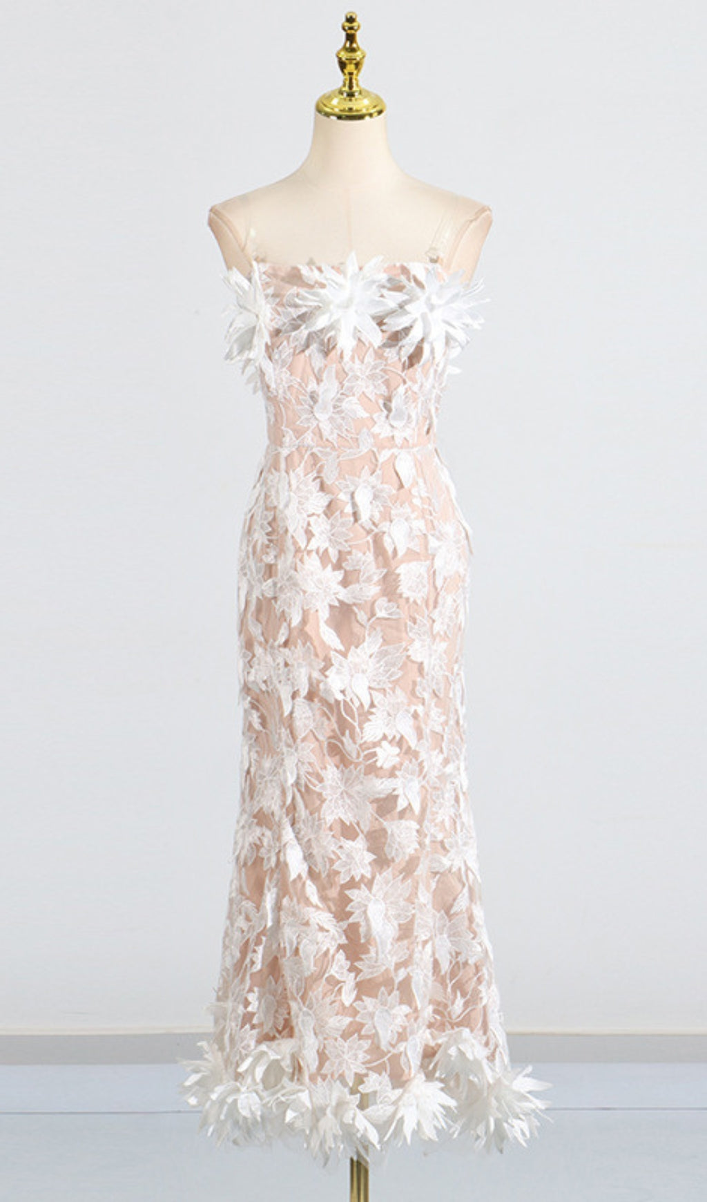 Derya Strapless Flower Midi Dress