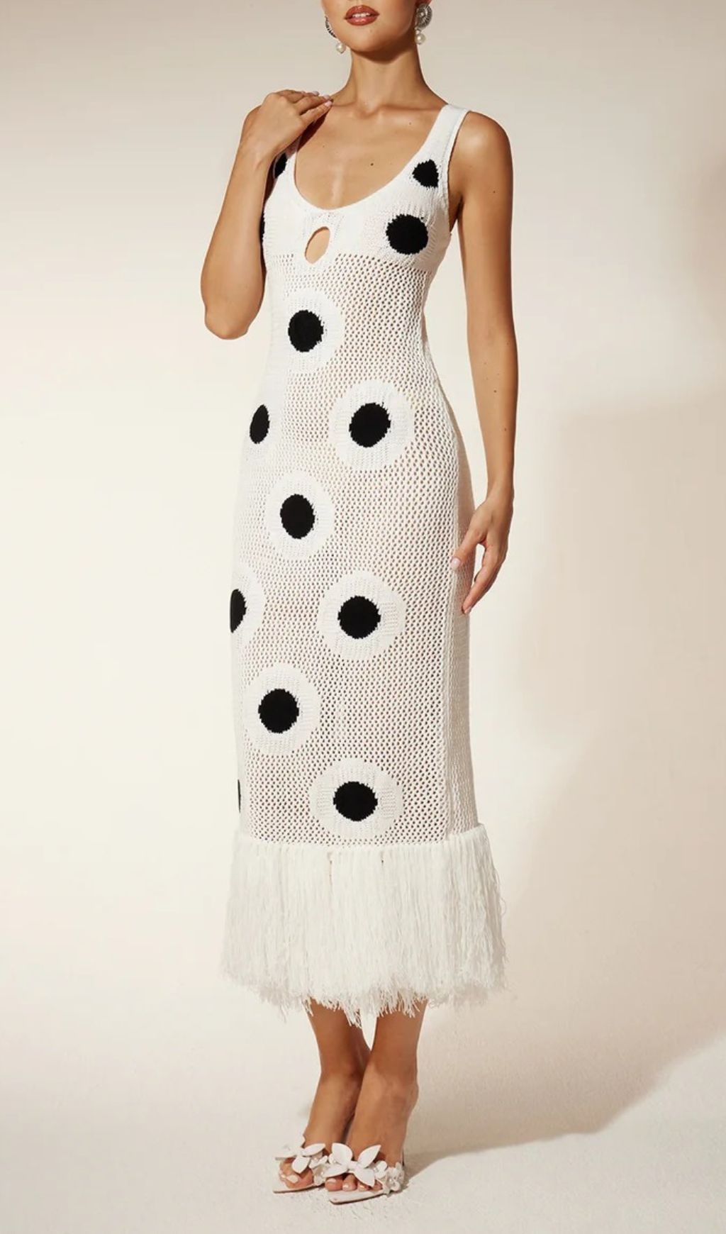 Gaelion Chic Dot Fringe Knitted Midi Dress - Your Statement Piece