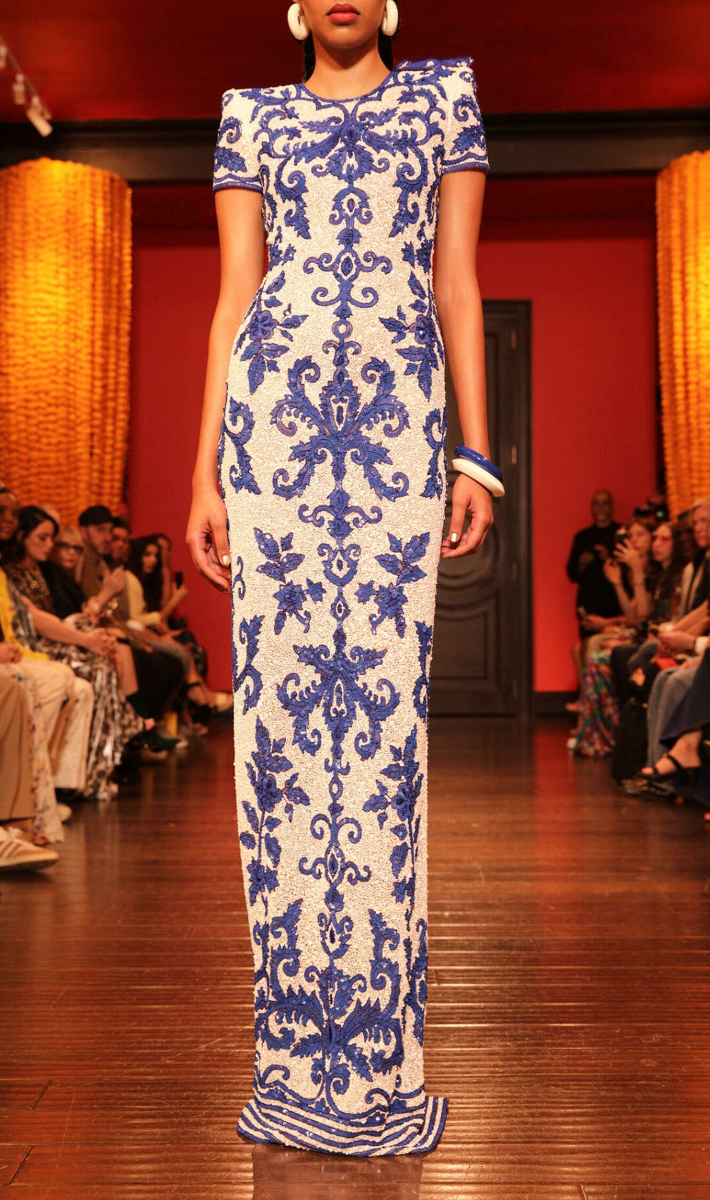 Bat Blue Printed Bandage Maxi Dress