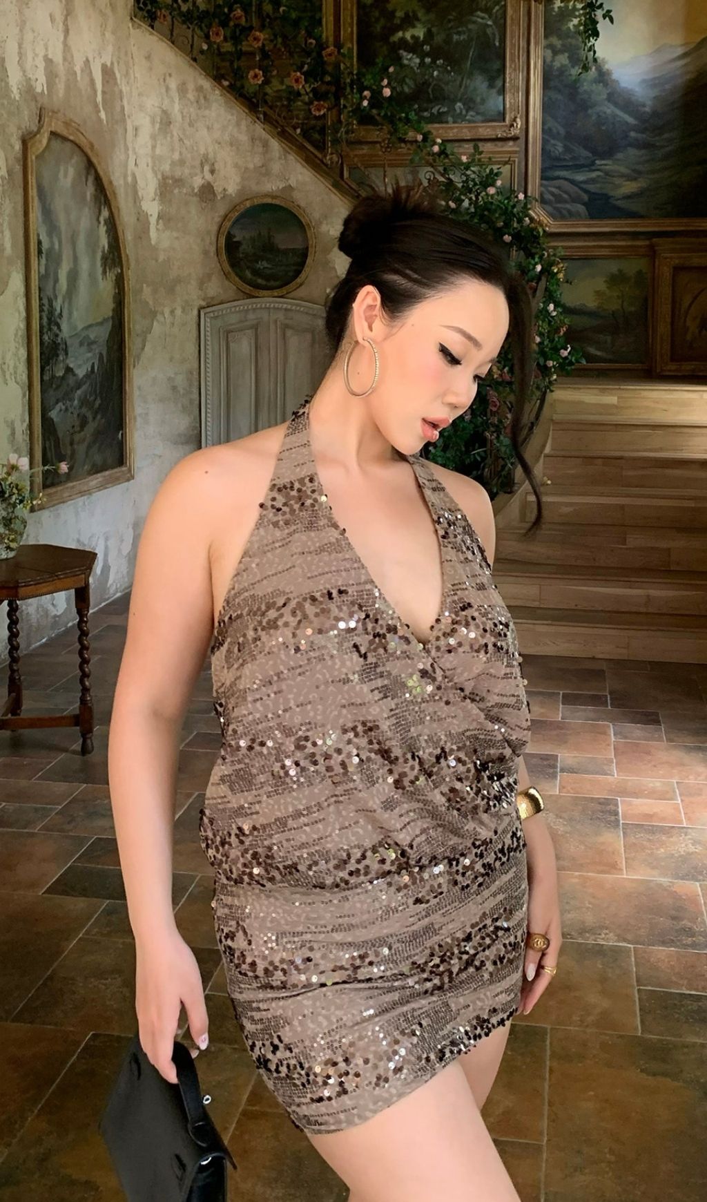 Lacretia Halter Sequin Plus Size Mini Dress