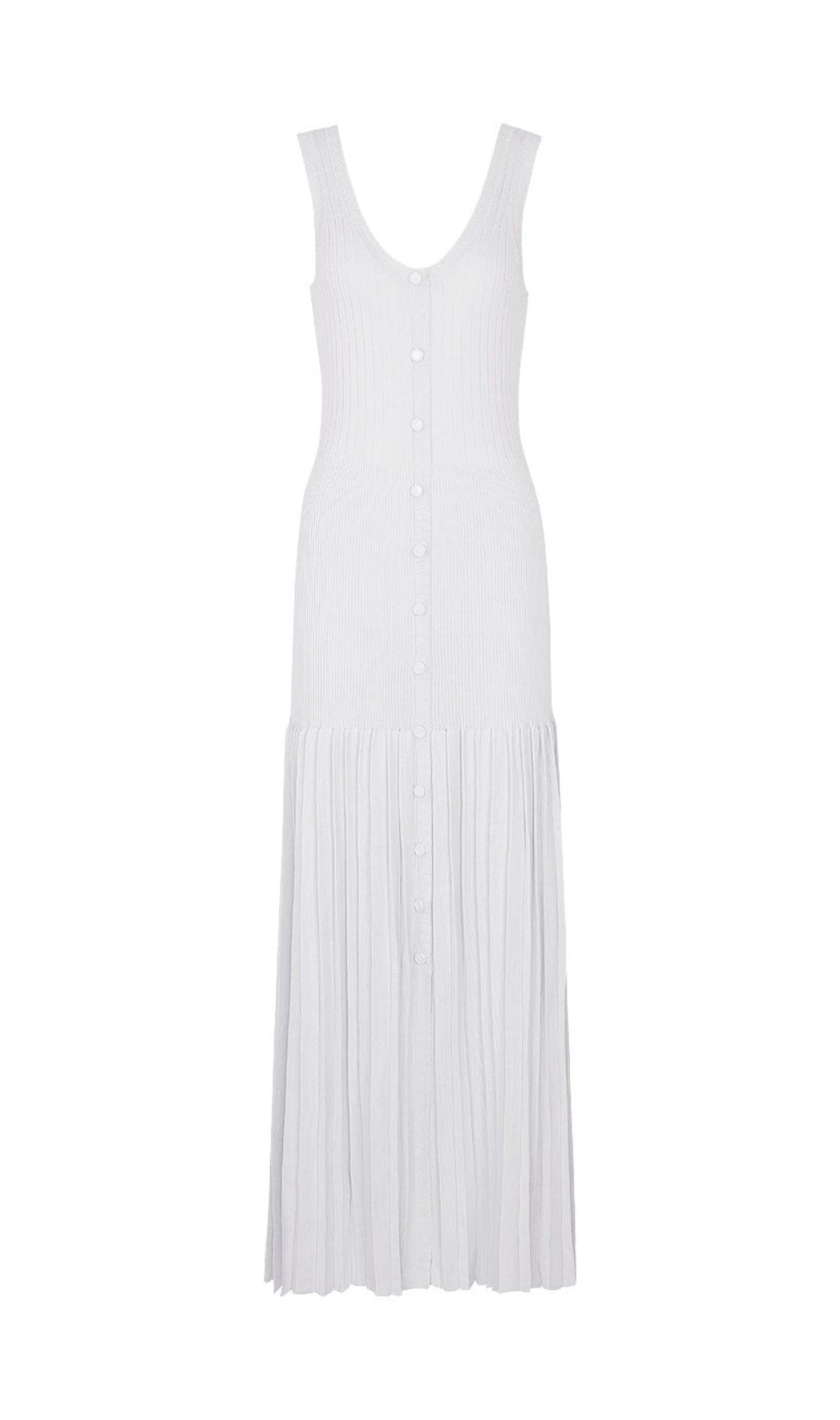 Jackie White Ribbed Knit Maxi Dress & Cardigan Set - Effortless 2-Piece Style