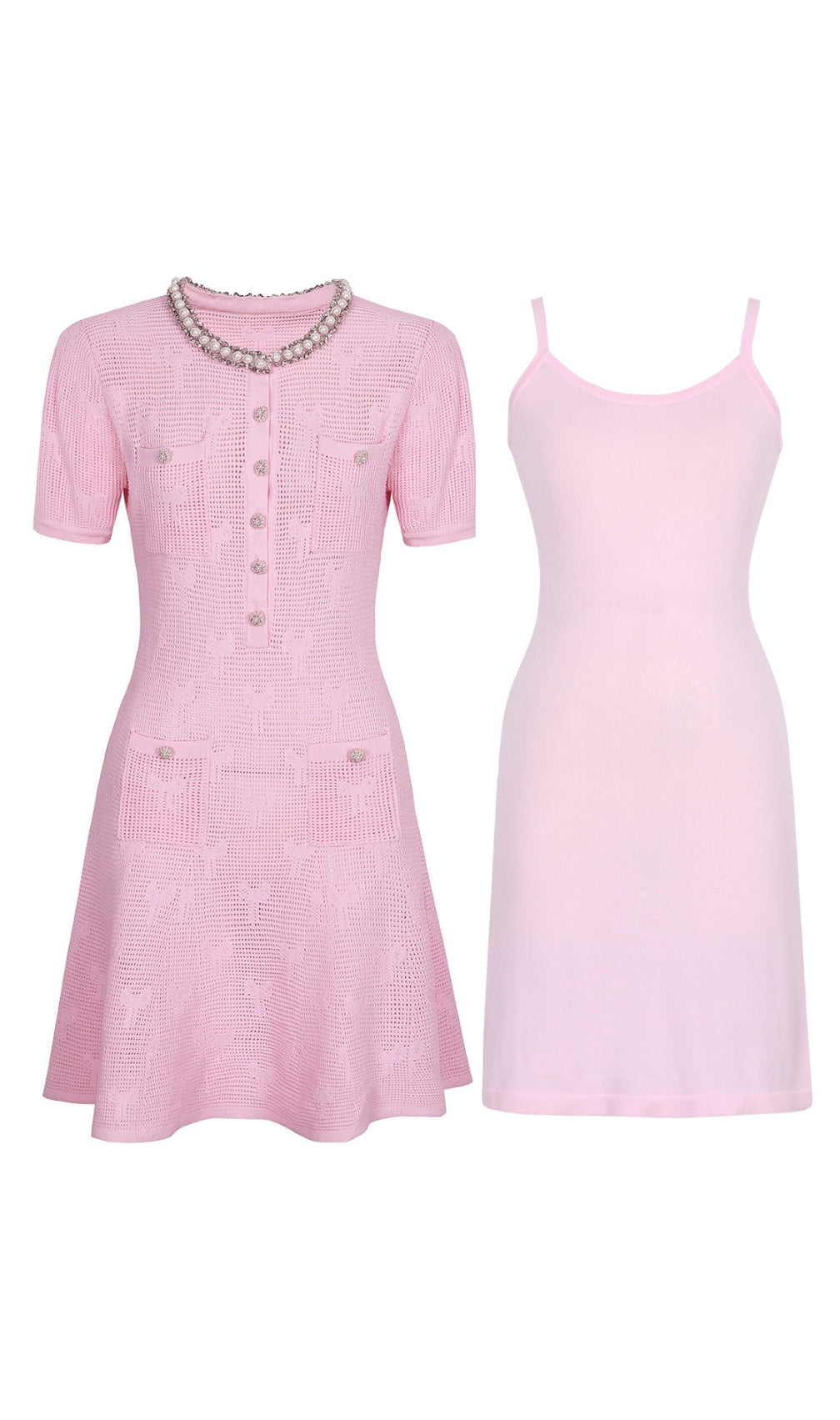 Georgina Diamante Beaded Knit Mini Dress Set