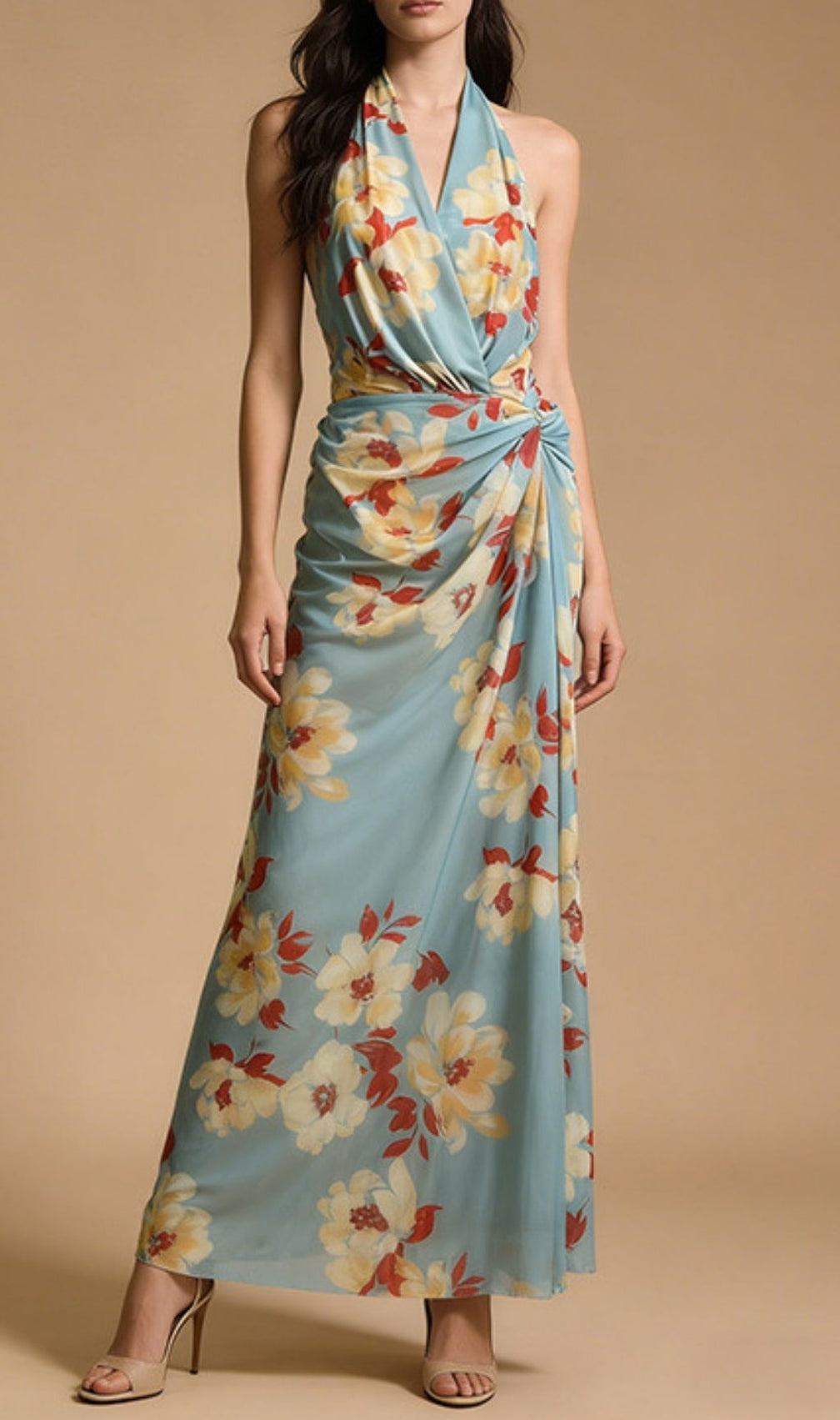 Kerstin Halter Neck Floral Maxi Dress - Elegant Spring & Summer Gown