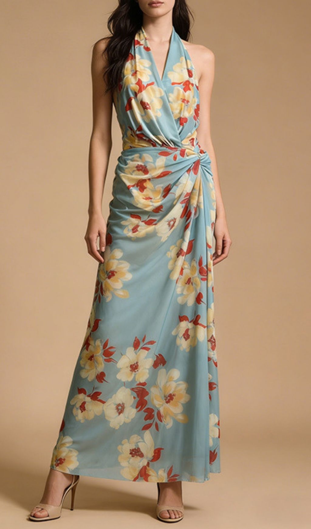 Kerstin Halter Neck Floral Maxi Dress - Elegant Spring & Summer Gown