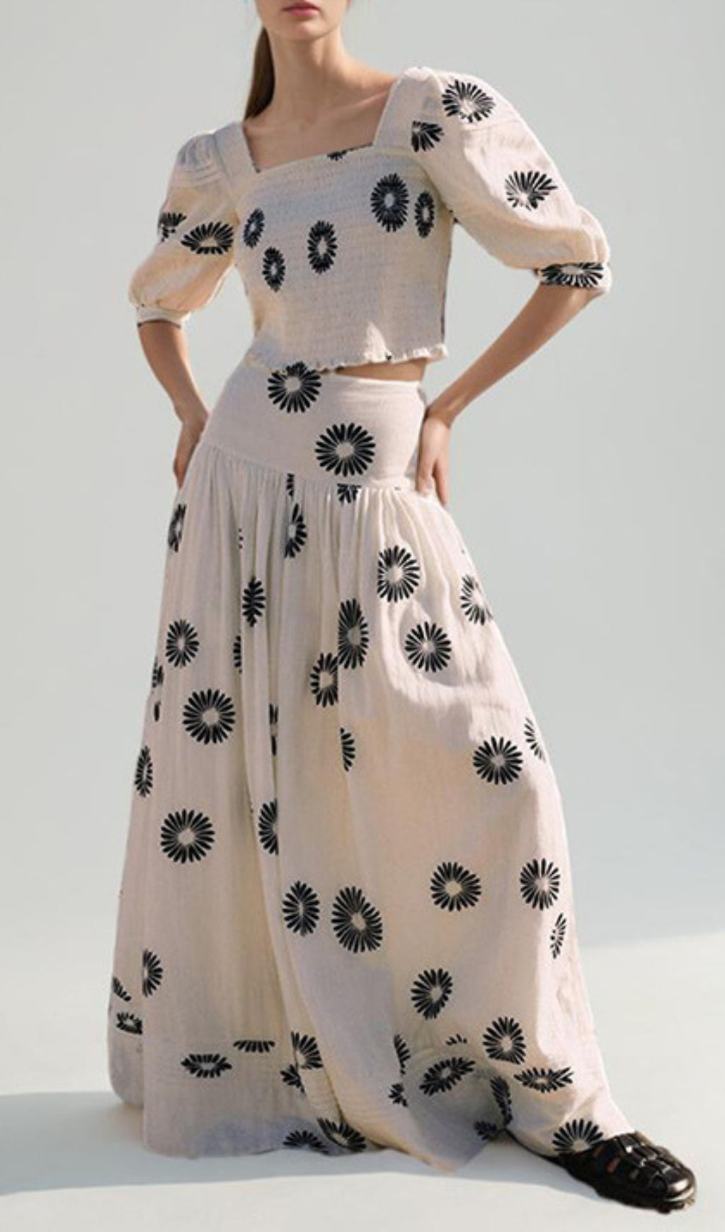 Blossom White Printed Maxi Skirt Set