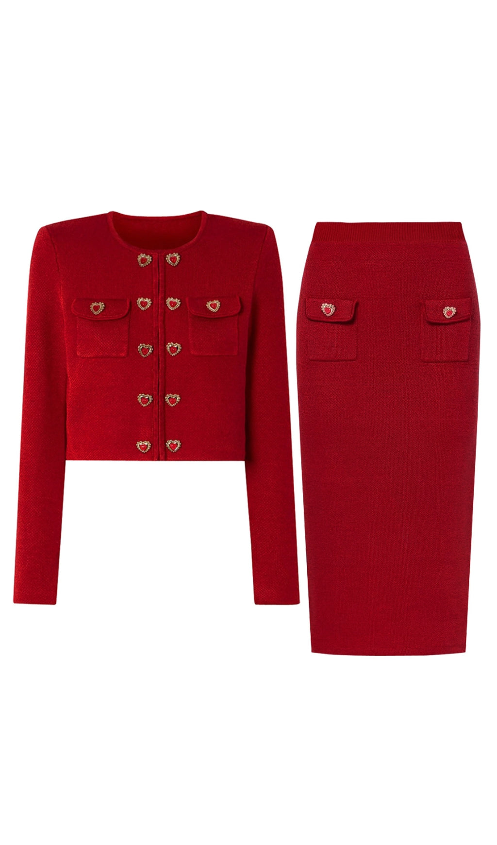 Clia Heart Button Midi Skirt Set