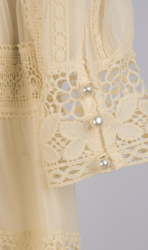 Kamara Romantic Apricot Tiered Lace Maxi Dress - Elegant Long Sleeve Boho Gown