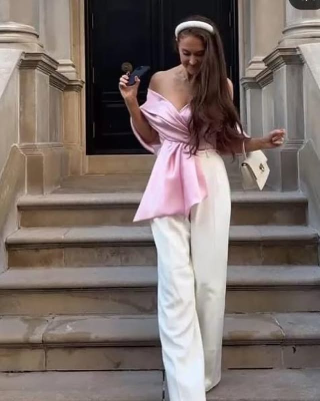 Samira Bow Cross Off Shoulder Satin Top
