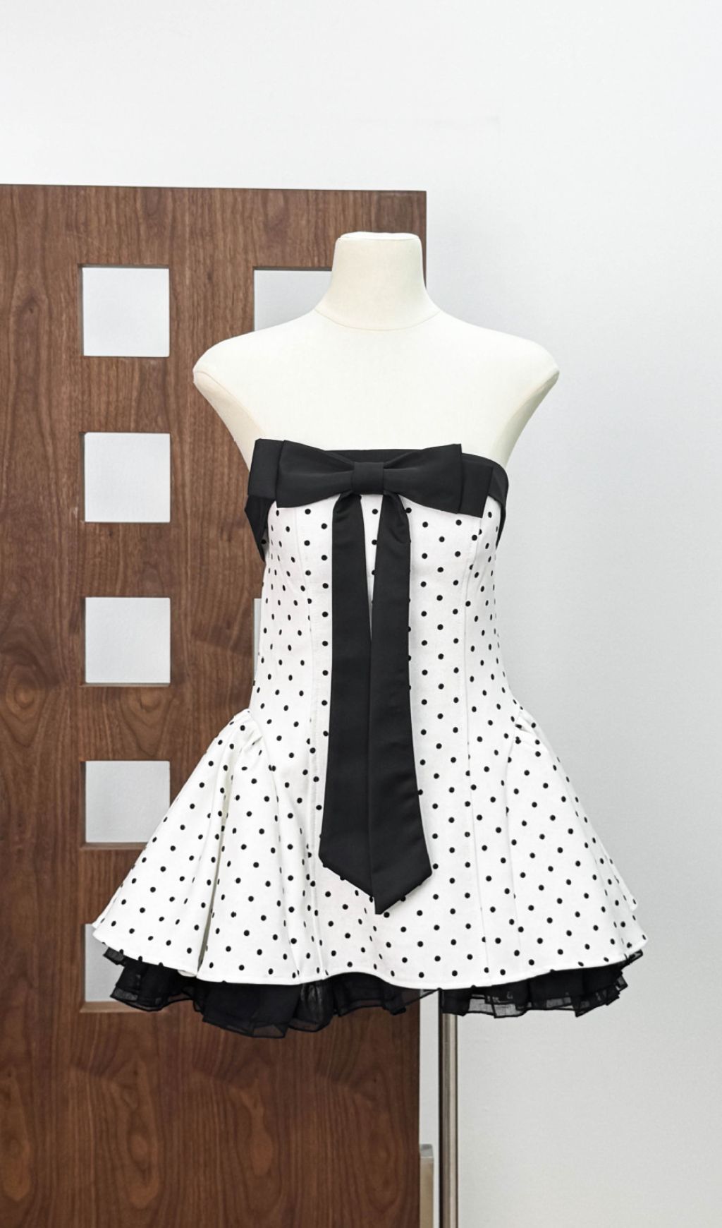 Iola Chic Polka Dot Strapless Mini Dress with Statement Bow