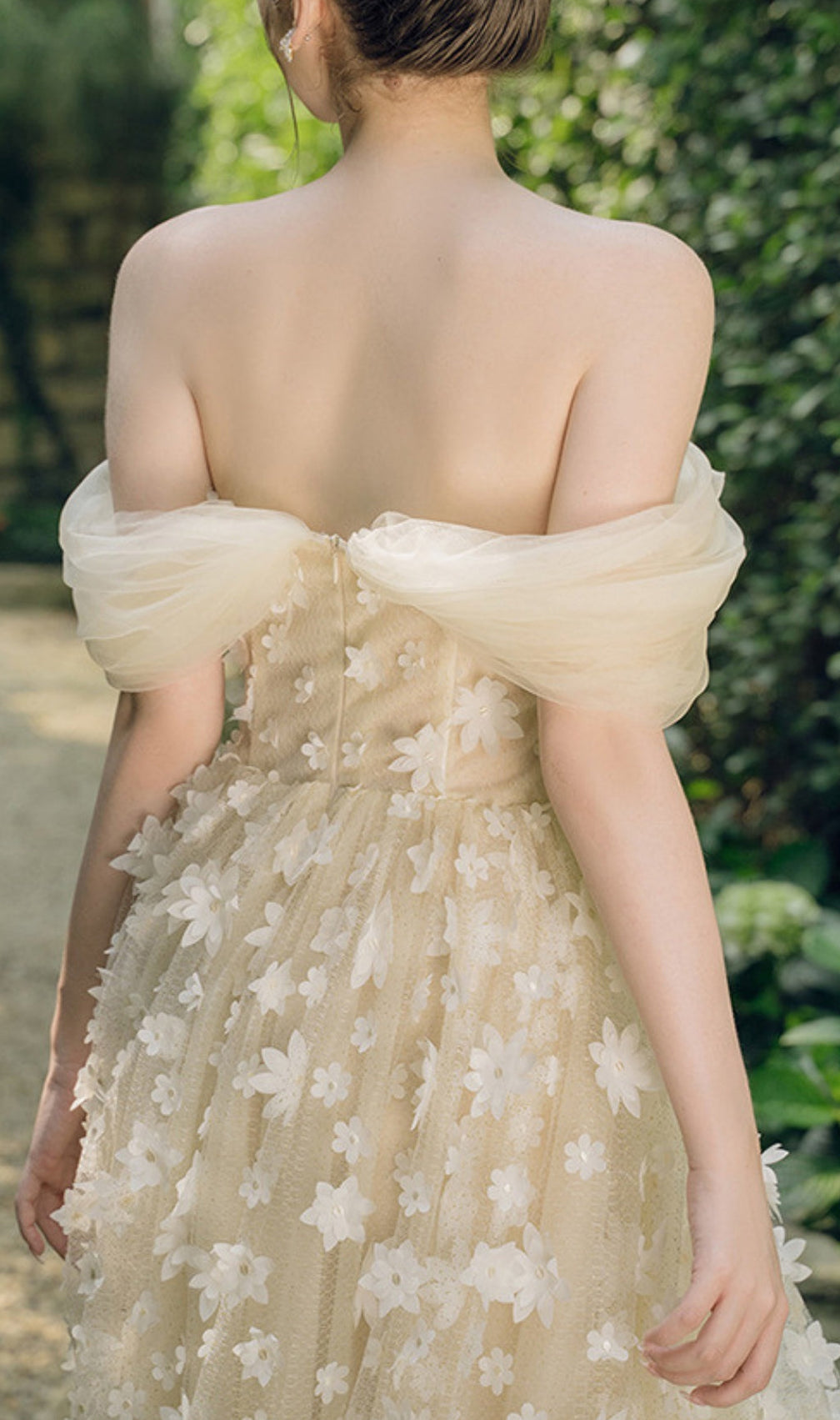 Brandi Apricot Flower Mesh Midi Dress