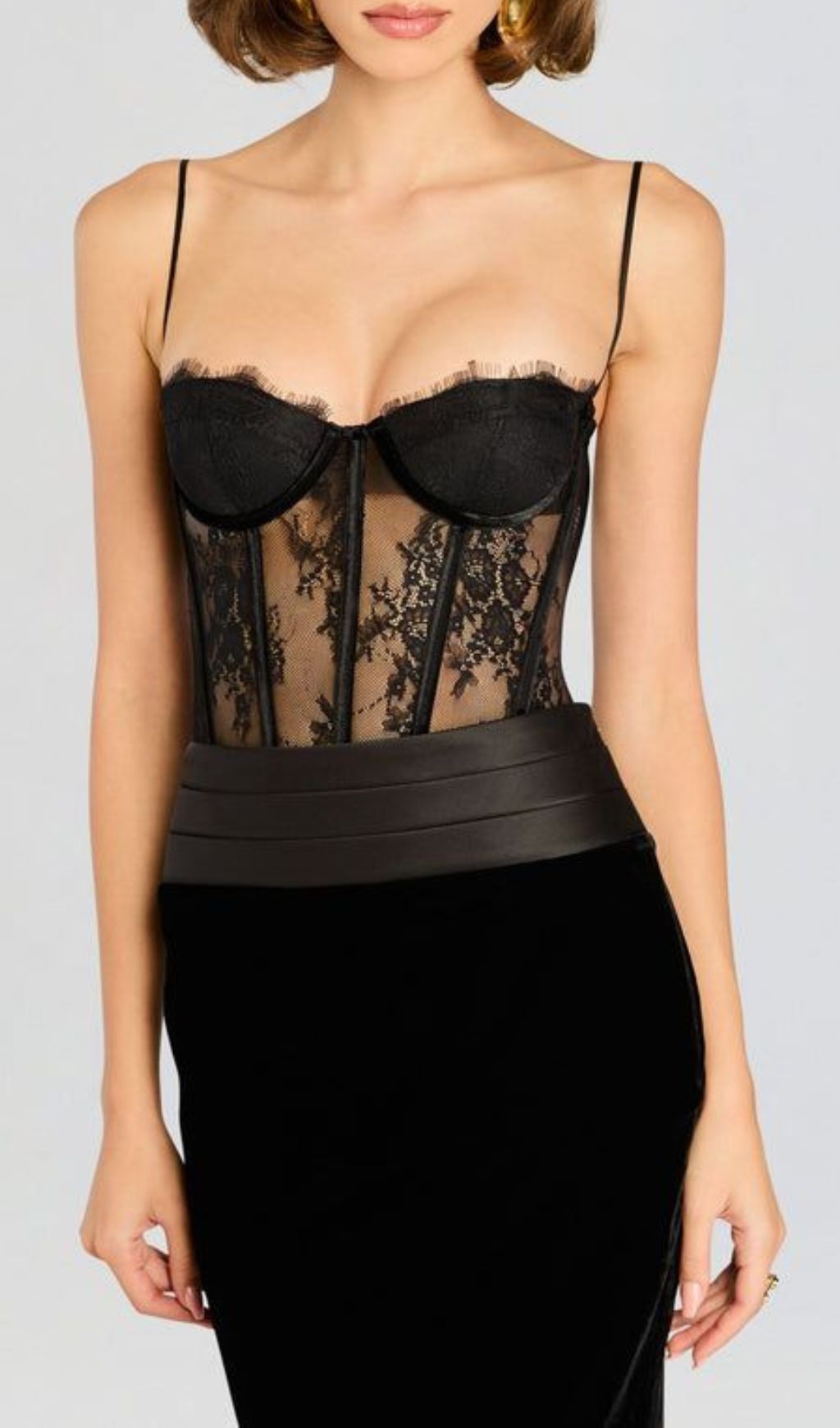 Fantasia Black Lace Corset Maxi Dress