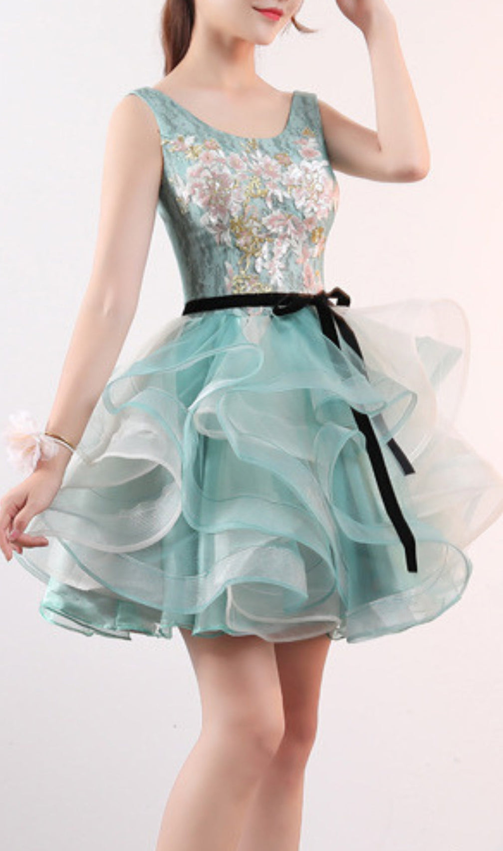 Aneko Flower Sequin Mini Dress