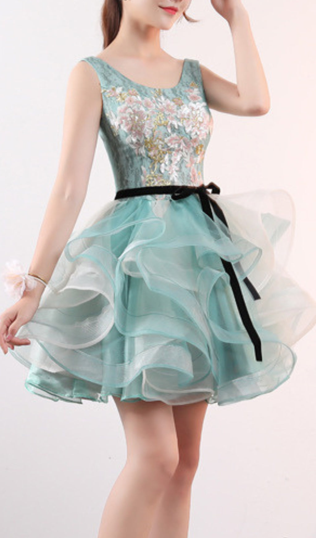 Aneko Flower Sequin Mini Dress