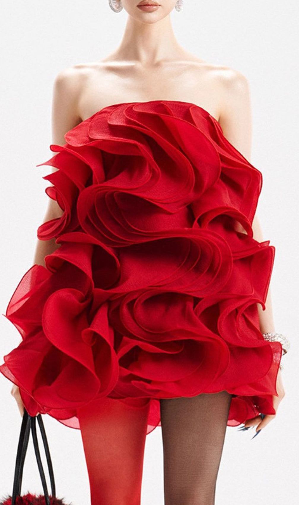 Indiana Red Ruffle Strapless Mini Dress | Vibrant Party & Date Night