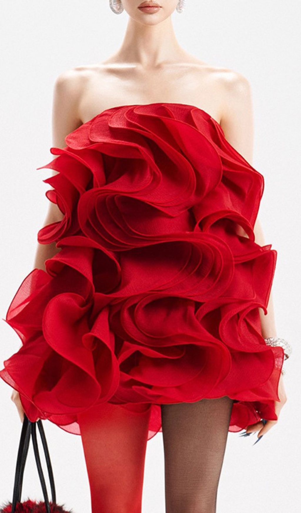 Indiana Red Ruffle Strapless Mini Dress | Vibrant Party & Date Night