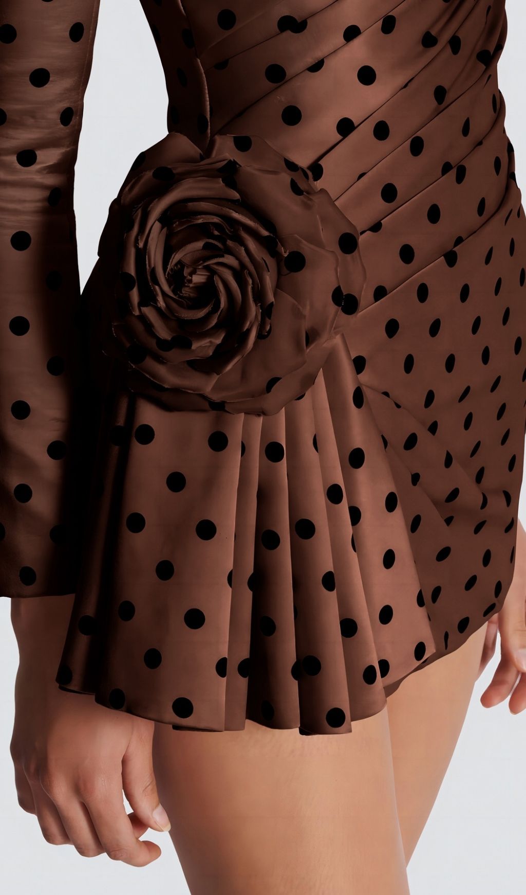 Polka Brown Dots Short Printed Dress