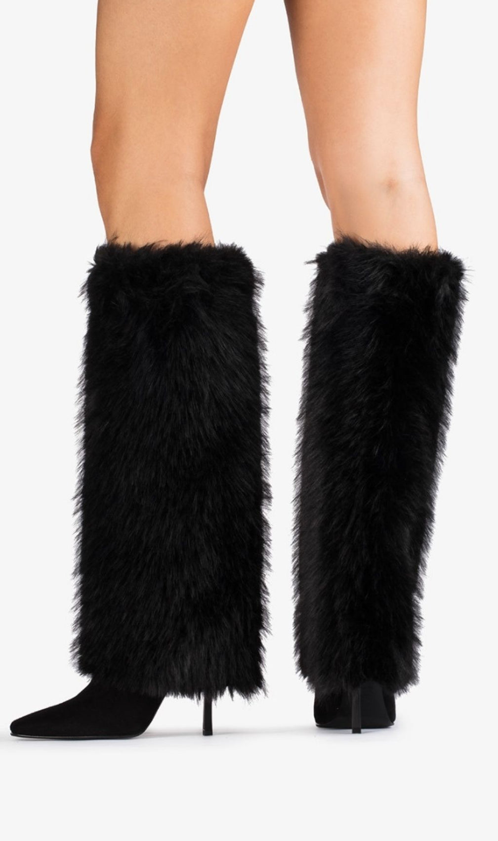 Kassi Black Faux Fur Stiletto Boots | Luxurious Winter Chic