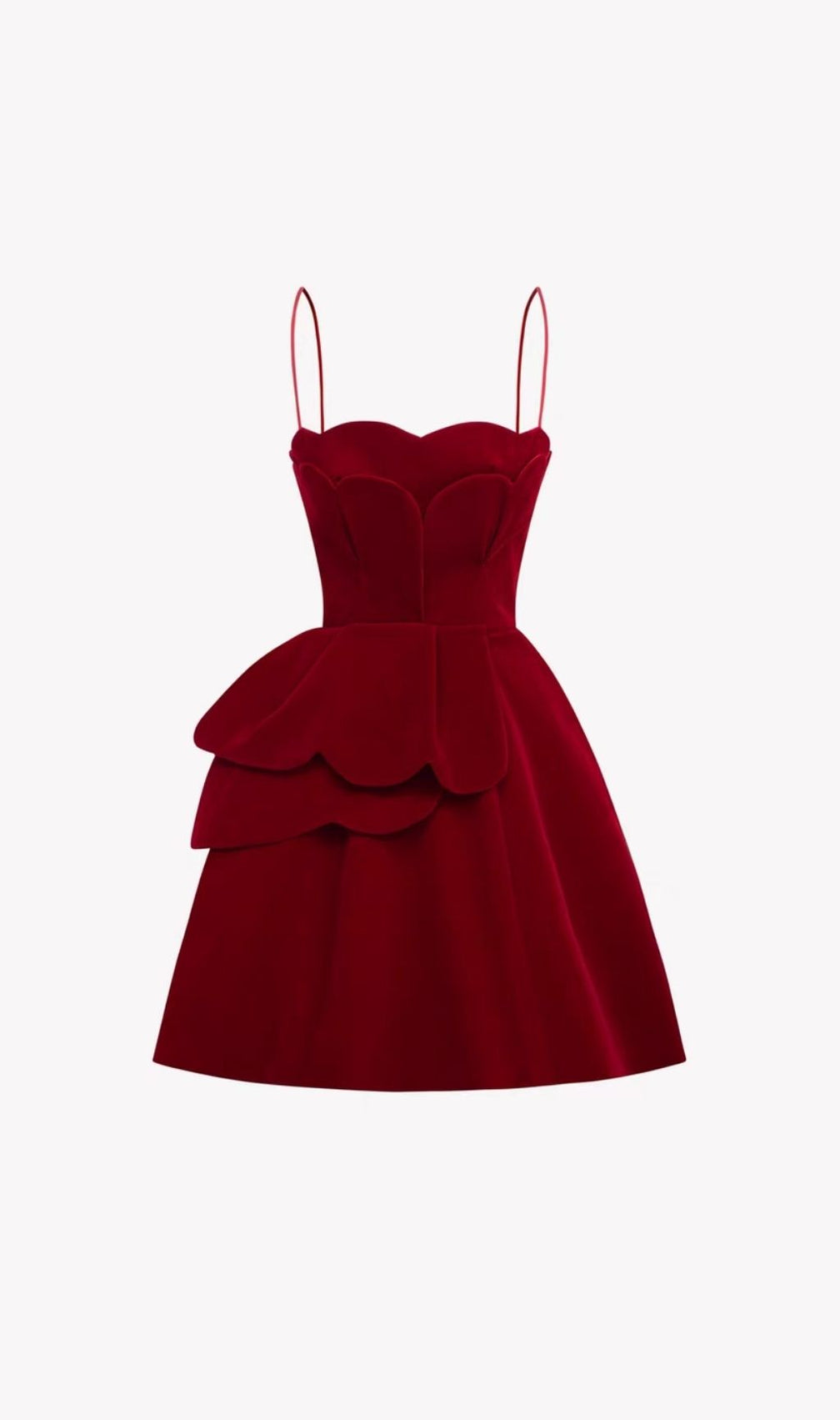 Keona Red Velvet Scallop Mini Dress - Luxe Party & Cocktail Attire for Women