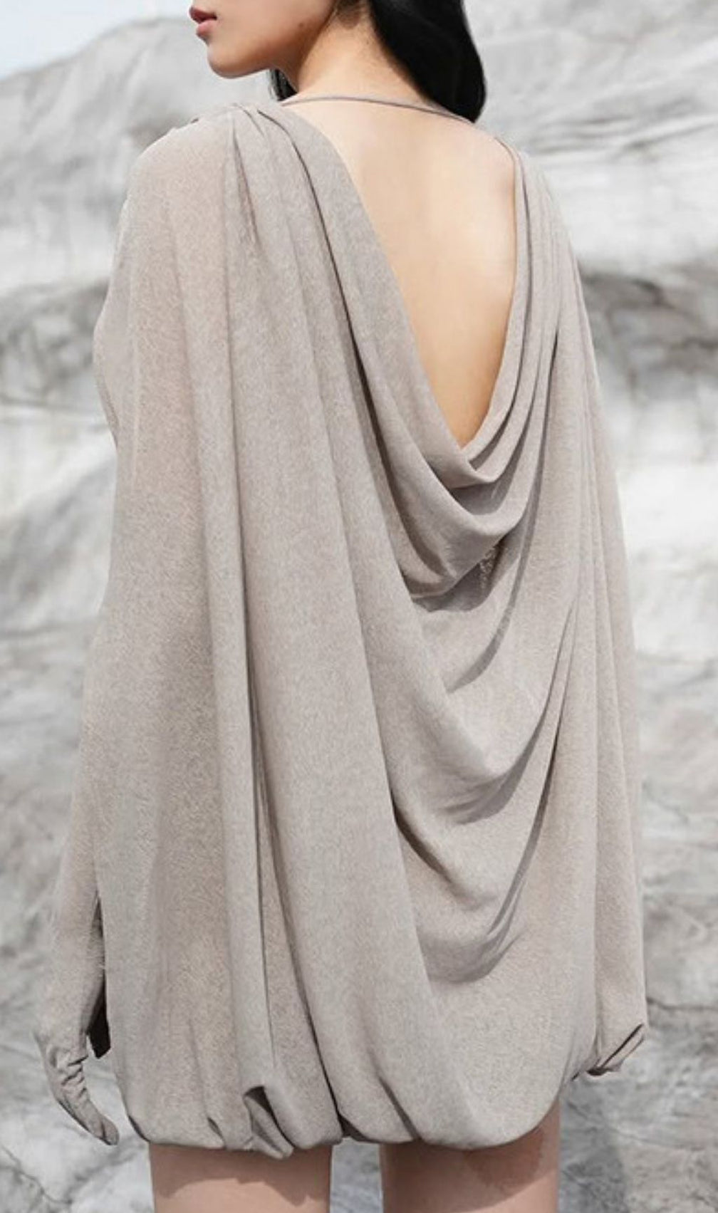 Kenadia Grey Pleated Mini Dress: Sophisticated Draped Mini for Effortless Chic