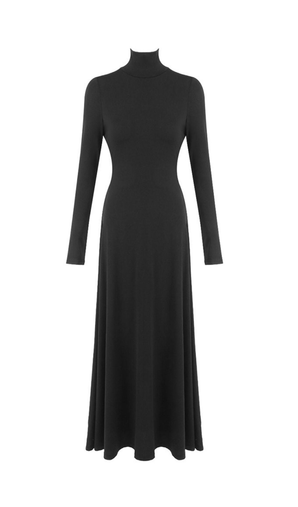 Katina Black Long Sleeve Heart Midi Dress