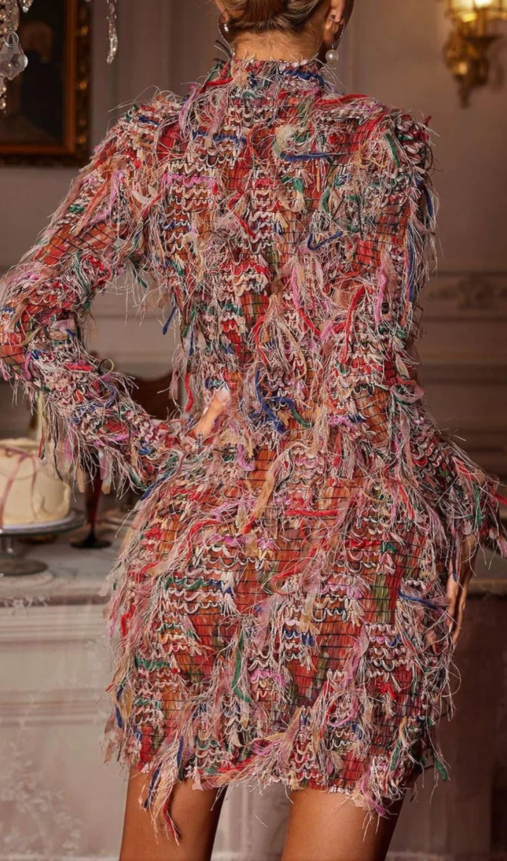 Cherith Long Sleeve Fringe Mini Dress