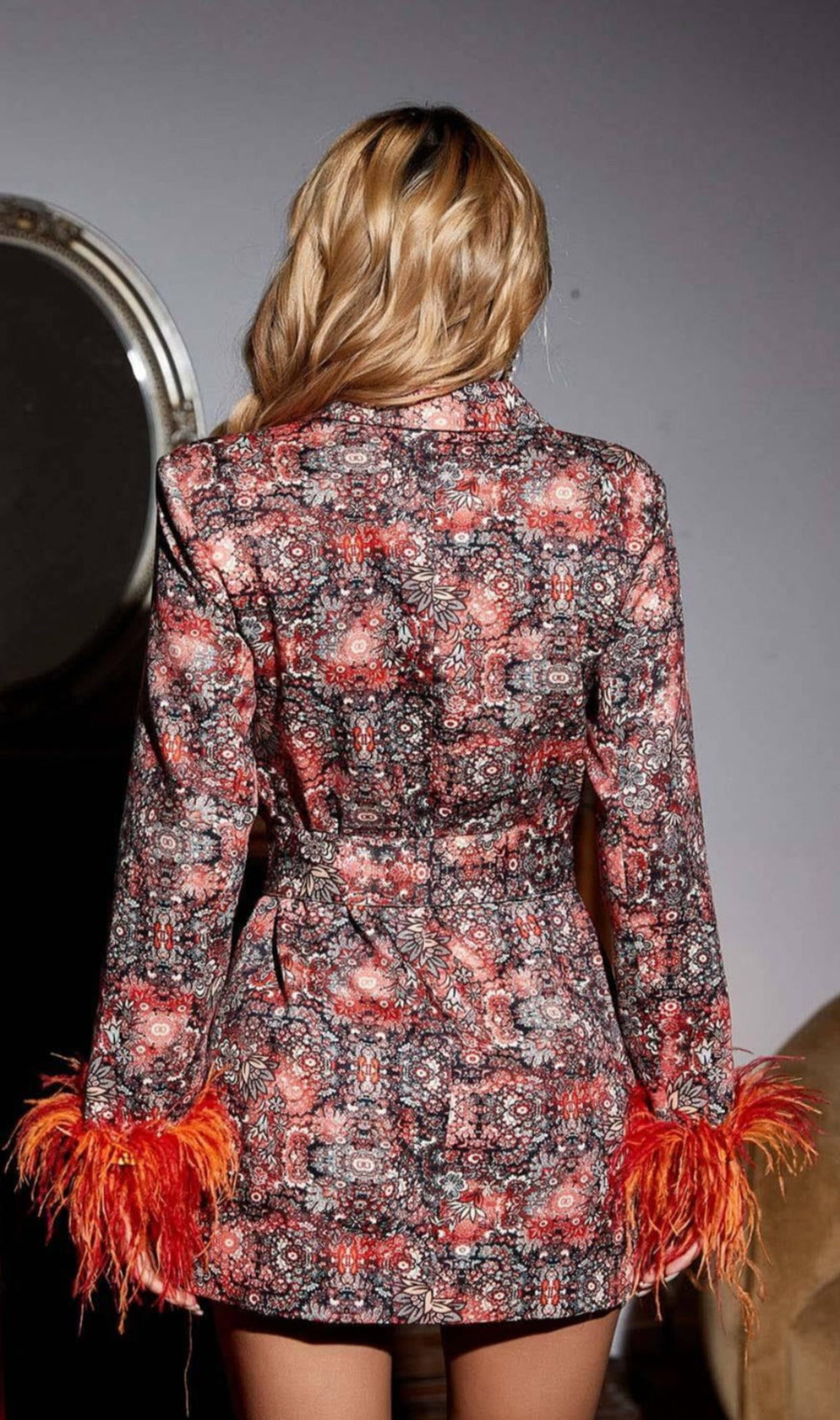 Long Sleeve Floral Blazer Dress