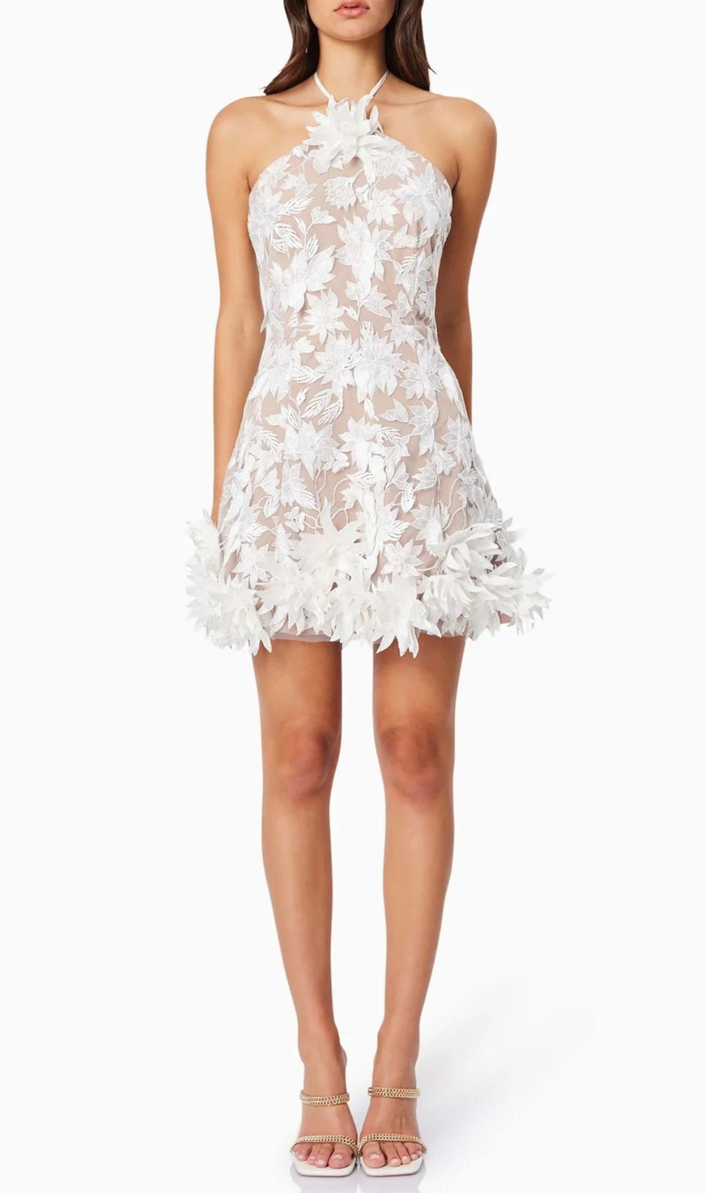 Faunia Halter Flower Mini Dress