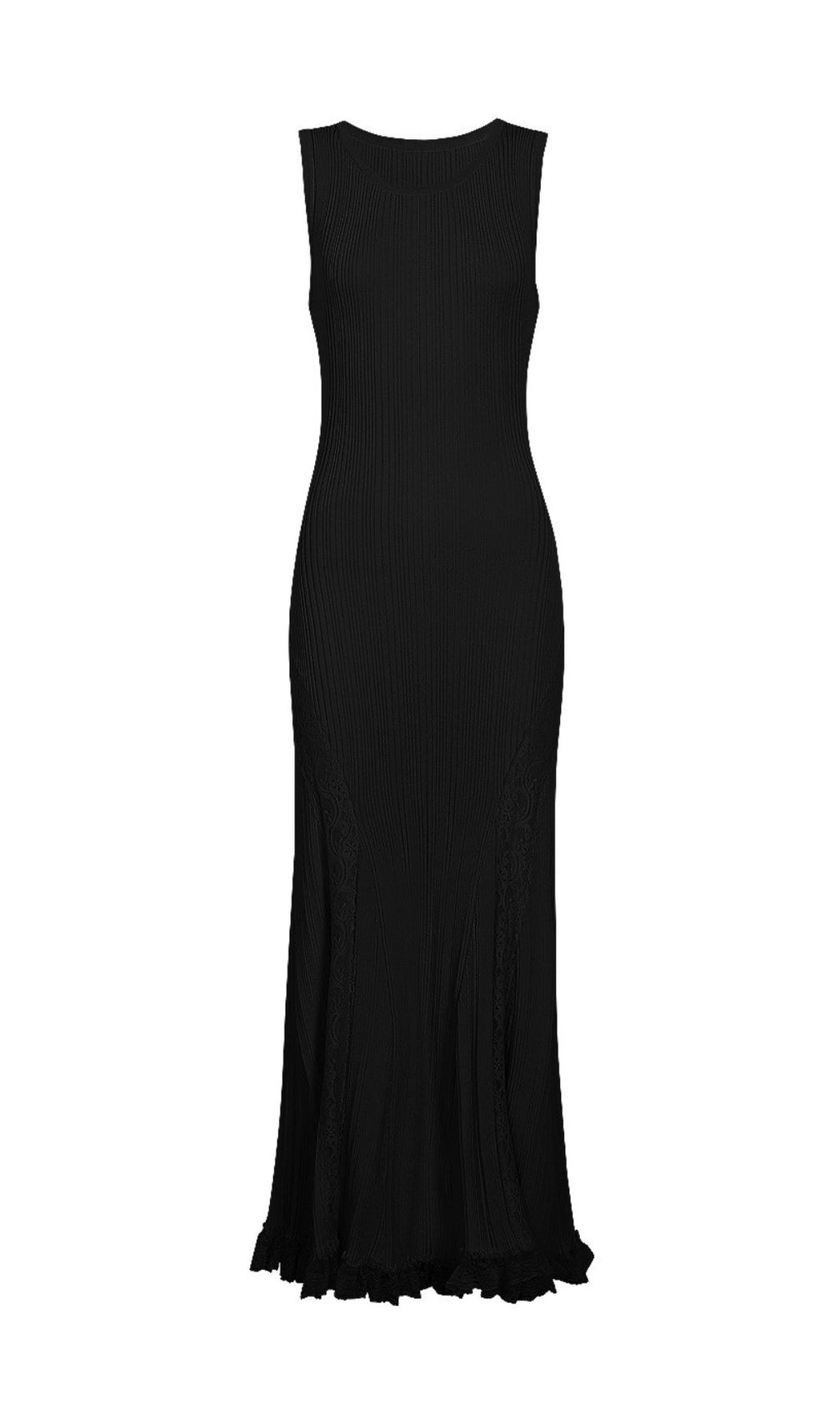 Kinzy Black Sleeveless Lace Midi Dress