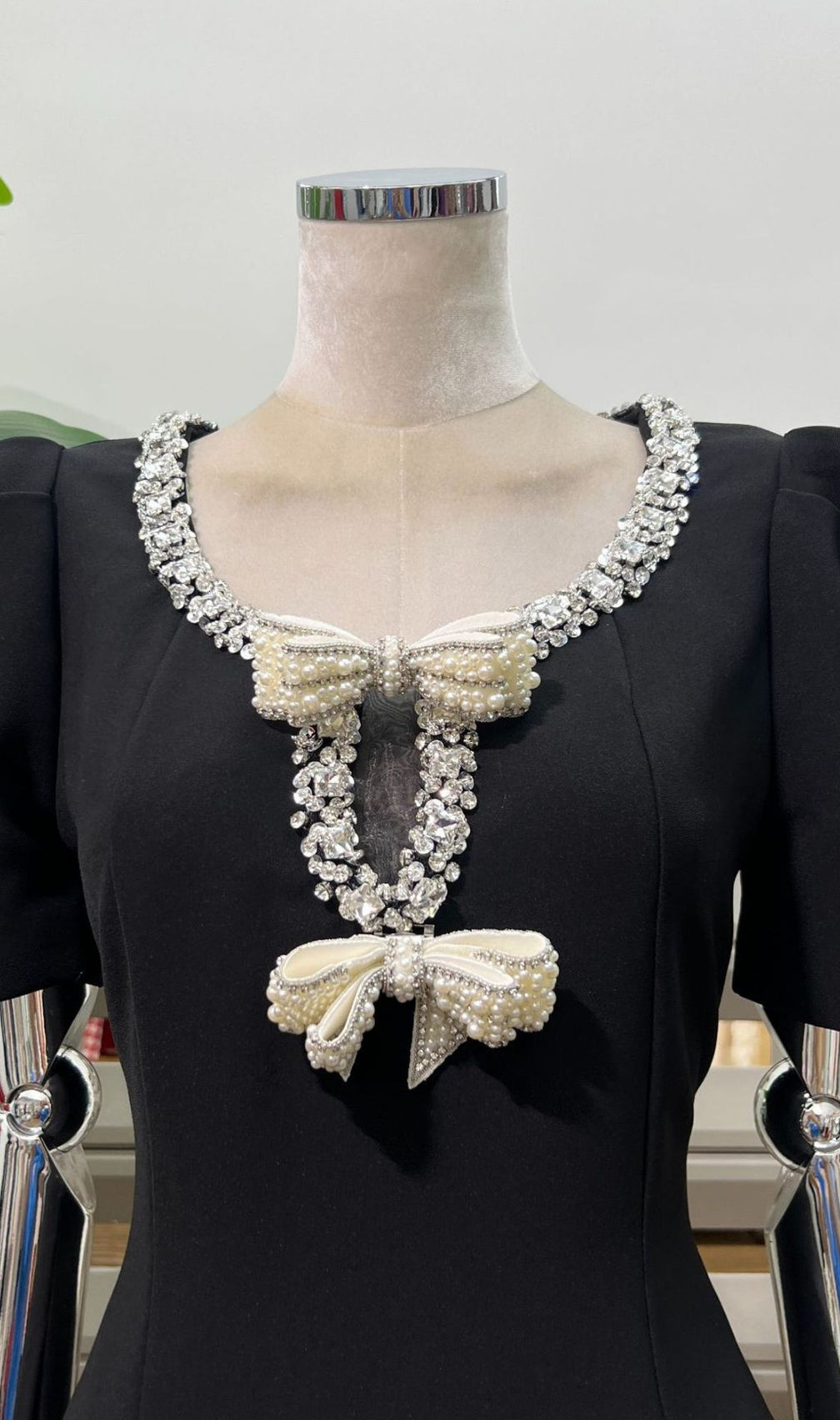 Faizah Bow Diamond Beaded Midi Dress