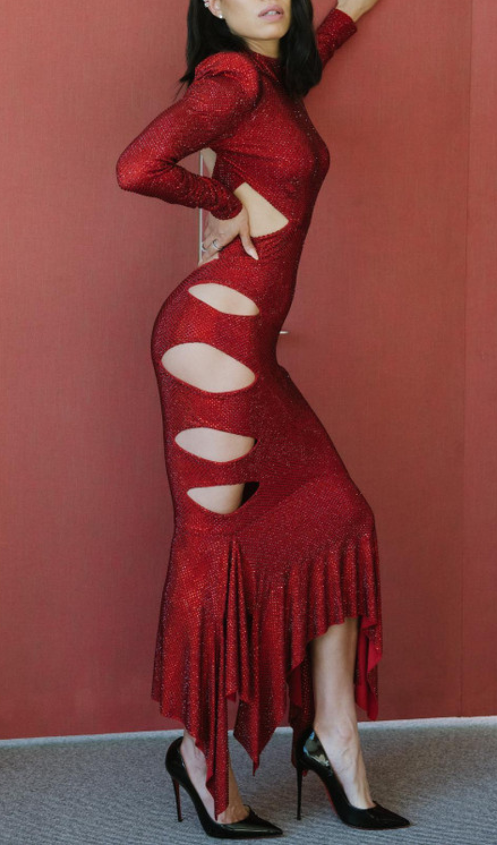 Abetzi Sequin Cut-Out Maxi Dress