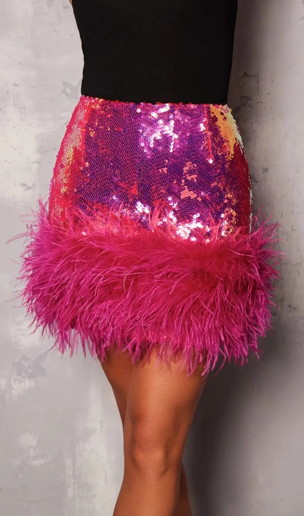 Sequin Feather Mini Skirt
