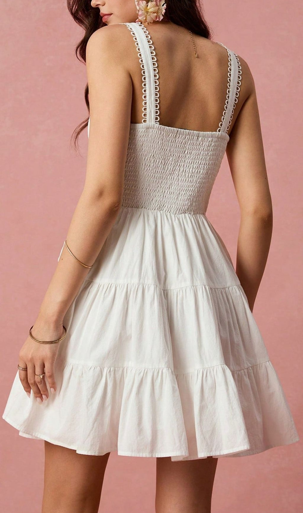 Landy White Pleated Mini Dress