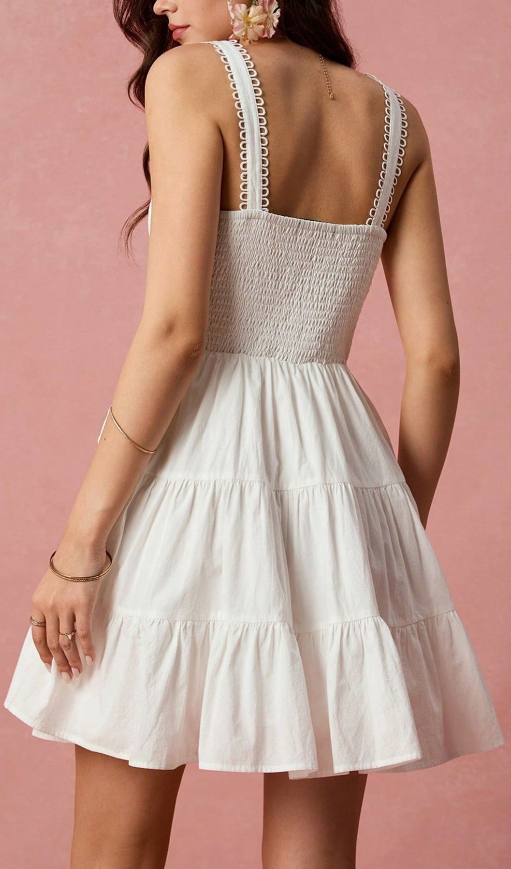 Landy White Pleated Mini Dress