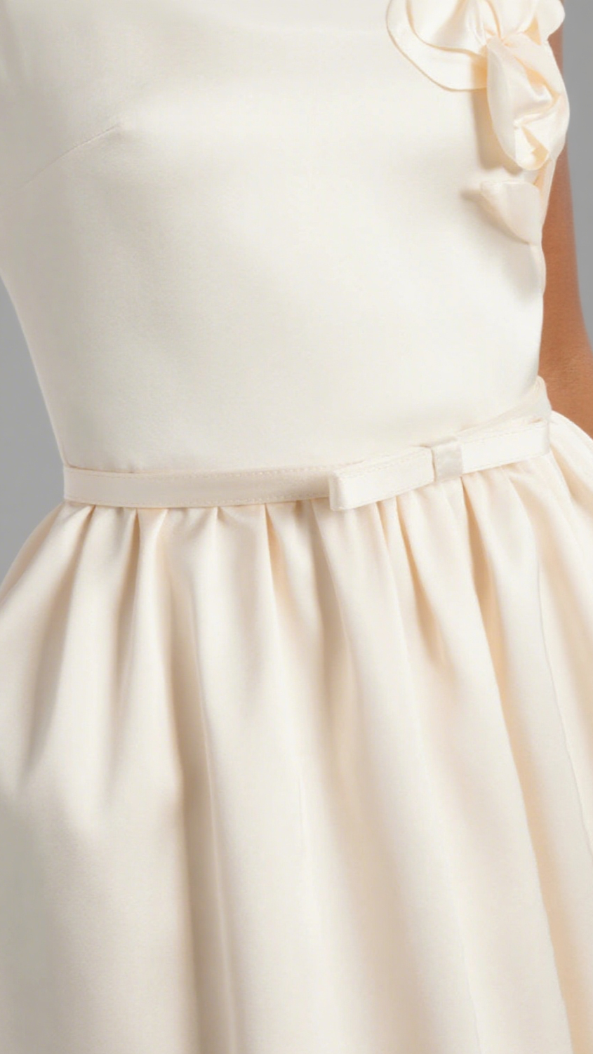 polly floral-appliqu¨¦ satin midi dress in ivory