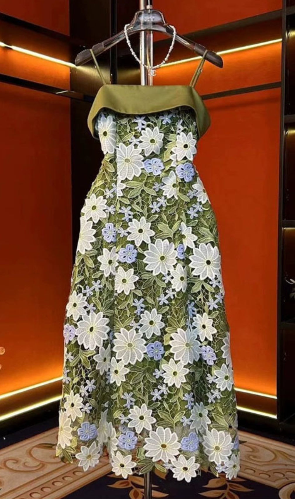 Drago Green Flower Midi Dress