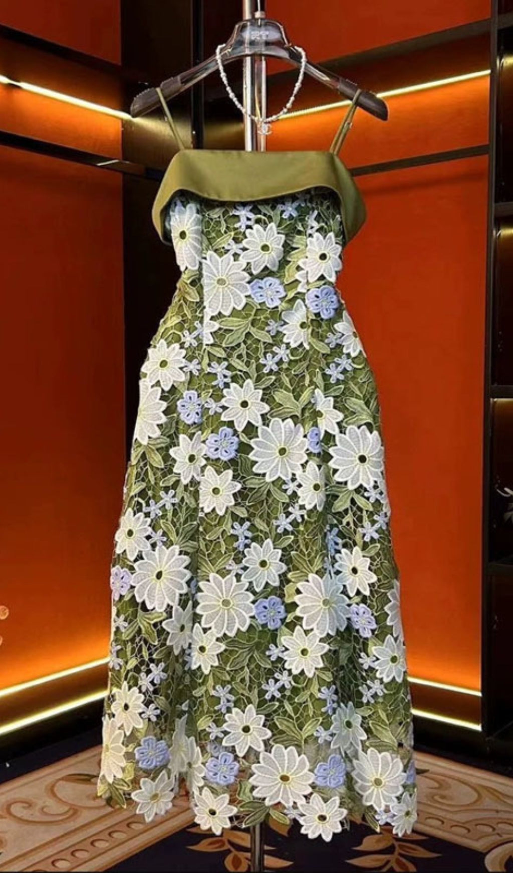 Drago Green Flower Midi Dress