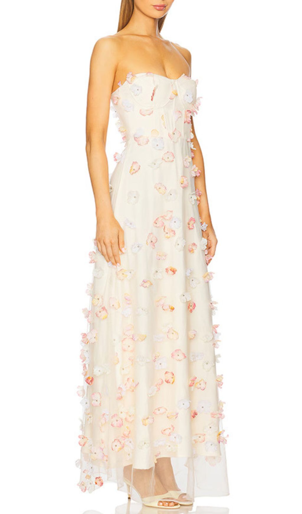 Fortune Strapless Flower Embellished Maxi Dress