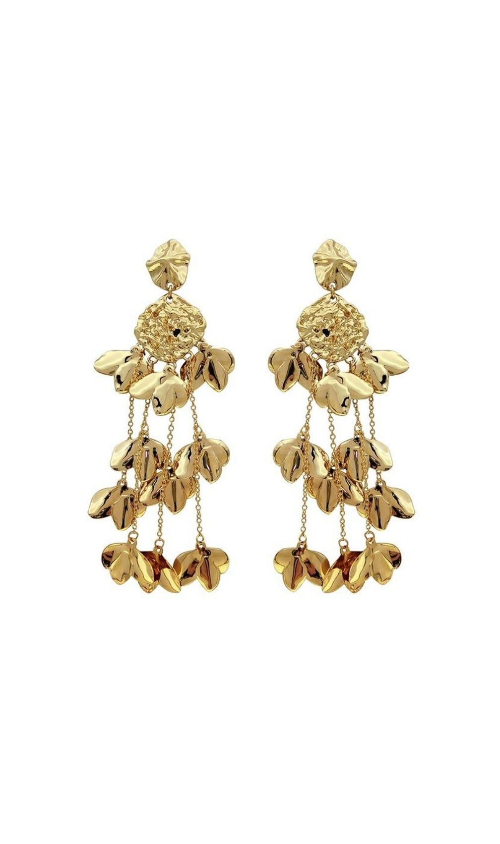Aisling Gold Tassel Leaf Earrings