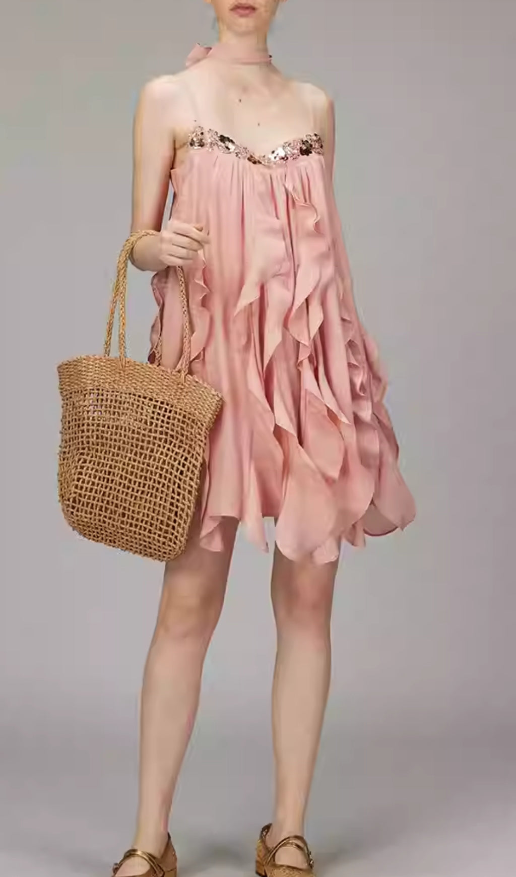 Doria Strappy Ruffle Mini Dress