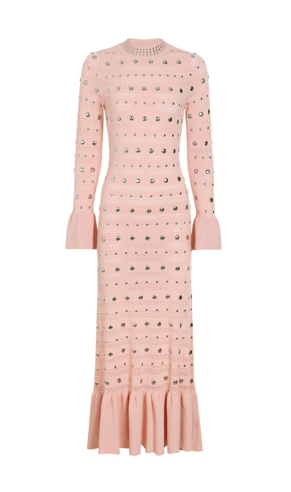 Jake Glamorous Embellished Studded Knit Midi Dress