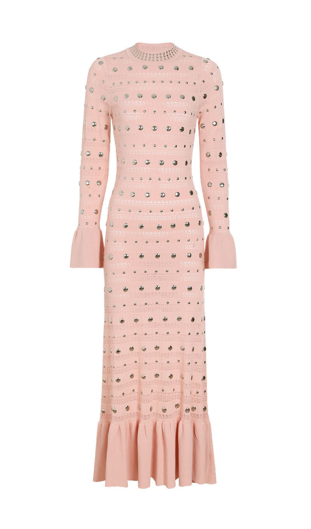 Jake Glamorous Embellished Studded Knit Midi Dress