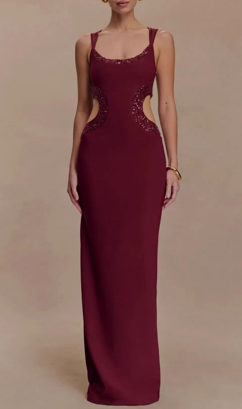 Celerina Sequin Cutout Maxi Gown | Daring Glamour Evening Dress