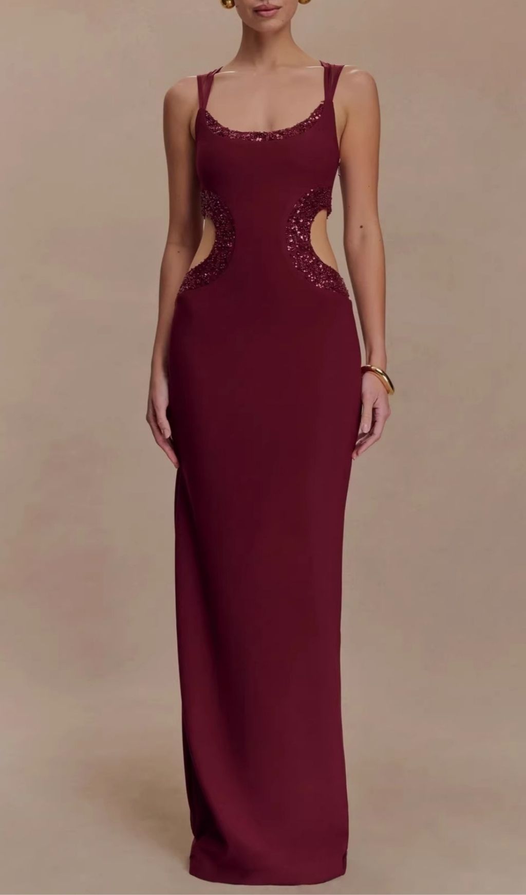 Celerina Sequin Cutout Maxi Gown | Daring Glamour Evening Dress